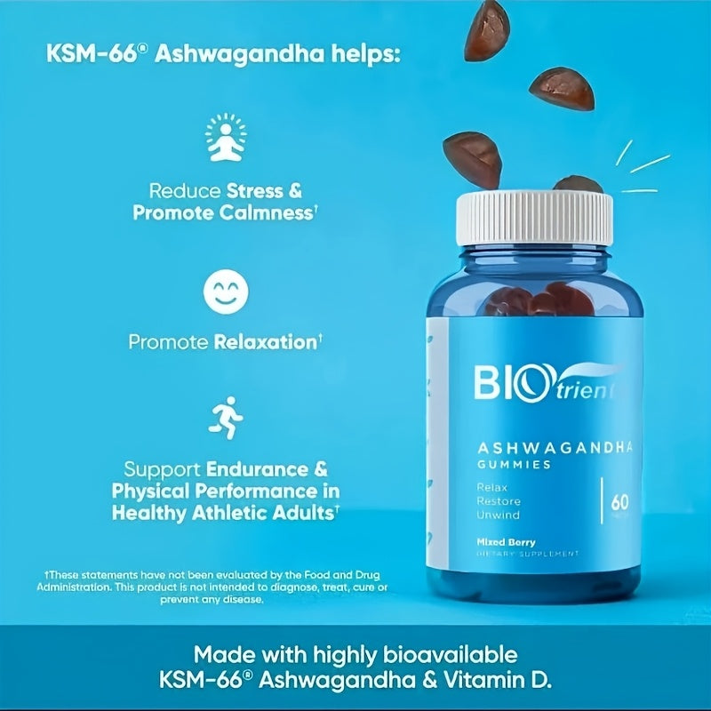 Ashwagandha Gummies con Vitamina D – Relajación, Sueño Reparador y Energía Natural | BIOTRIENTS