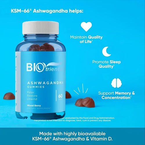 Ashwagandha Gummies con Vitamina D – Relajación, Sueño Reparador y Energía Natural | BIOTRIENTS