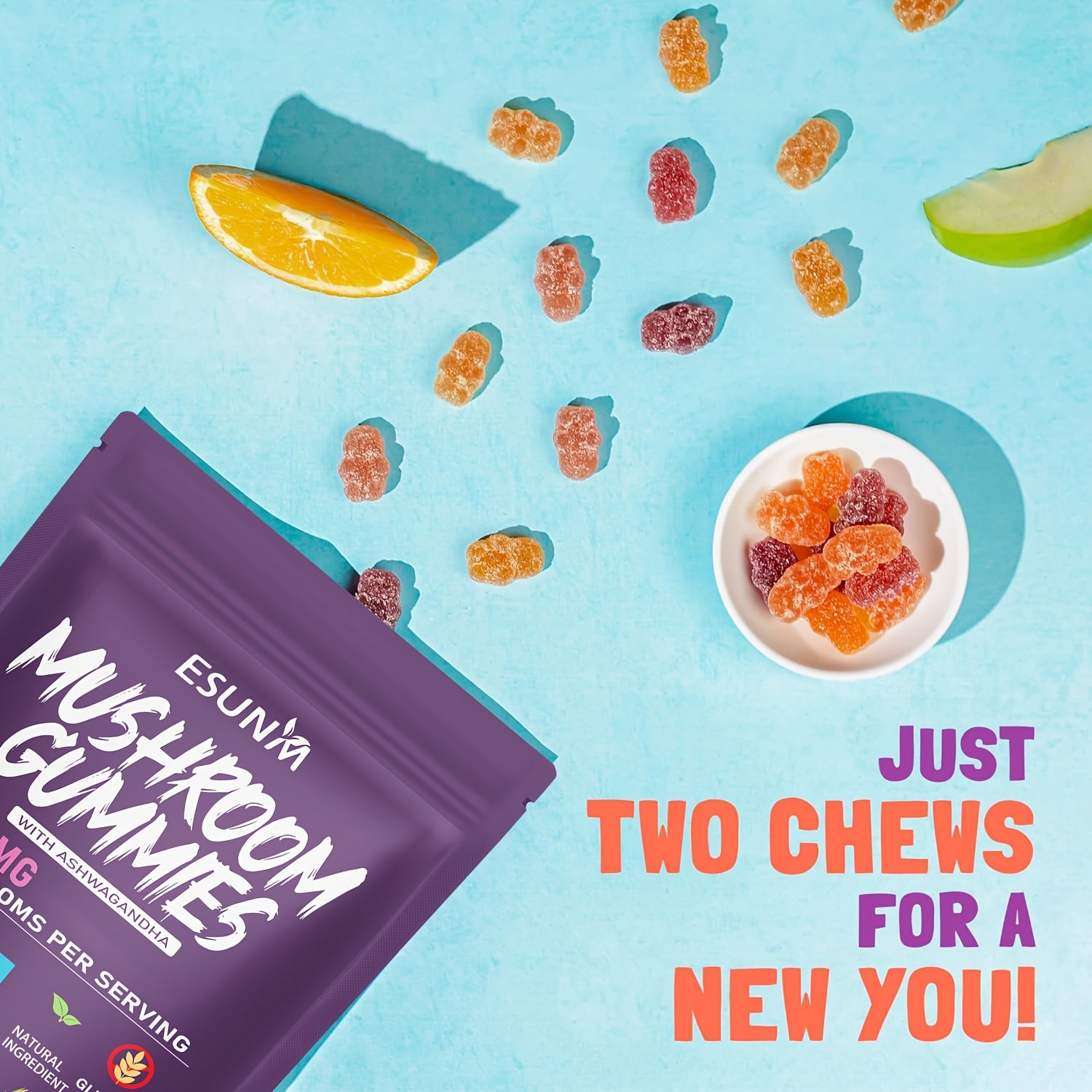 [Mushroom Blend] Lion's Mane Mushroom Gummies | 1/2/3/4 Bags, 80 Gummies per Bag | Low Carb | Contains Ganoderma, Cordyceps, Turkey Tail, Dancer's Mushroom, Shiitake and Bupleurum