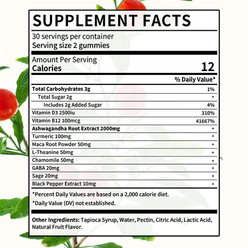 Ashwagandha Gummies con Cúrcuma, Maca y L-Teanina – Bienestar, Energía y Sueño Reparador | Soomiig