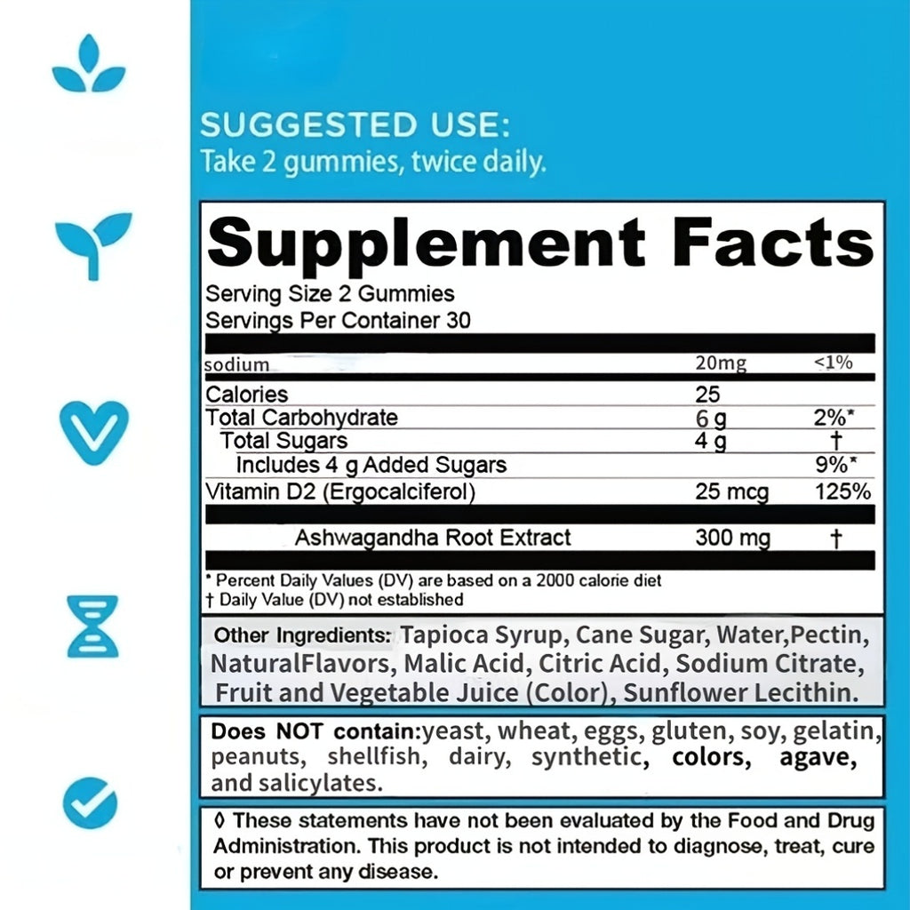Ashwagandha Gummies con Vitamina D – Relajación, Sueño Reparador y Energía Natural | BIOTRIENTS